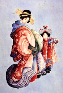 Oiran en Kamuro door Katsushika Hokusai